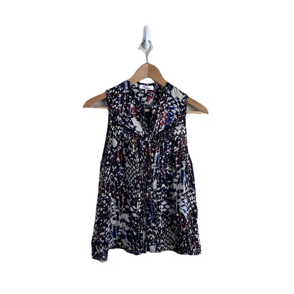 Parker Tank Top Printed Silk Pleated Blouse - Picture 1 of 15
